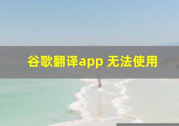 谷歌翻译app 无法使用